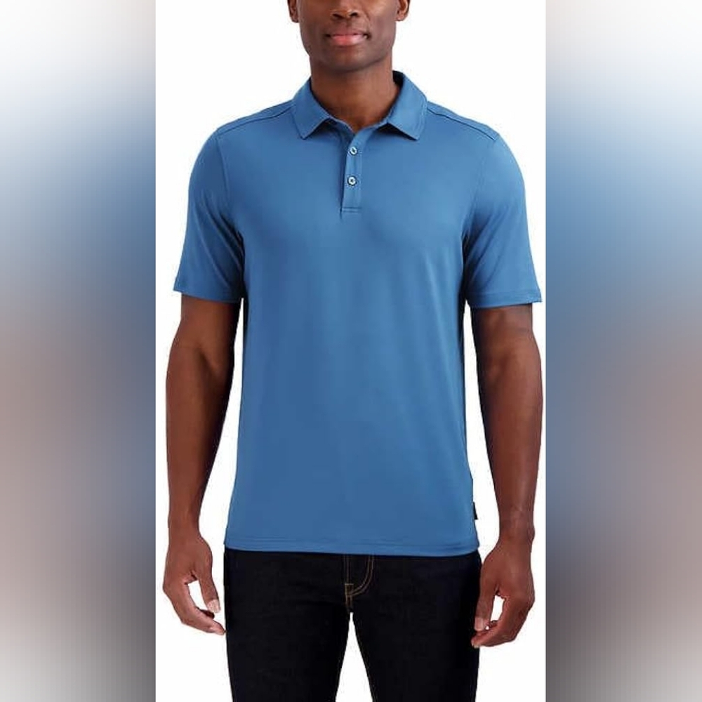 Gerry Blue Short Sleeve Brushed Knit Polo Shirt UPF 40+